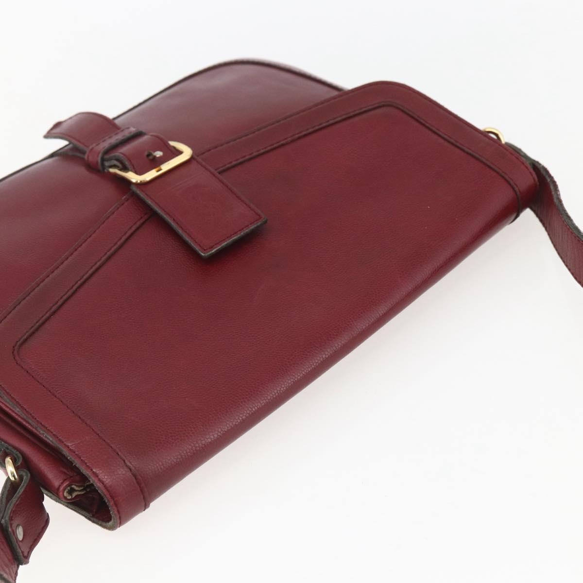 SAINT LAURENT Shoulder Bag Leather Red Gold Auth bs31658