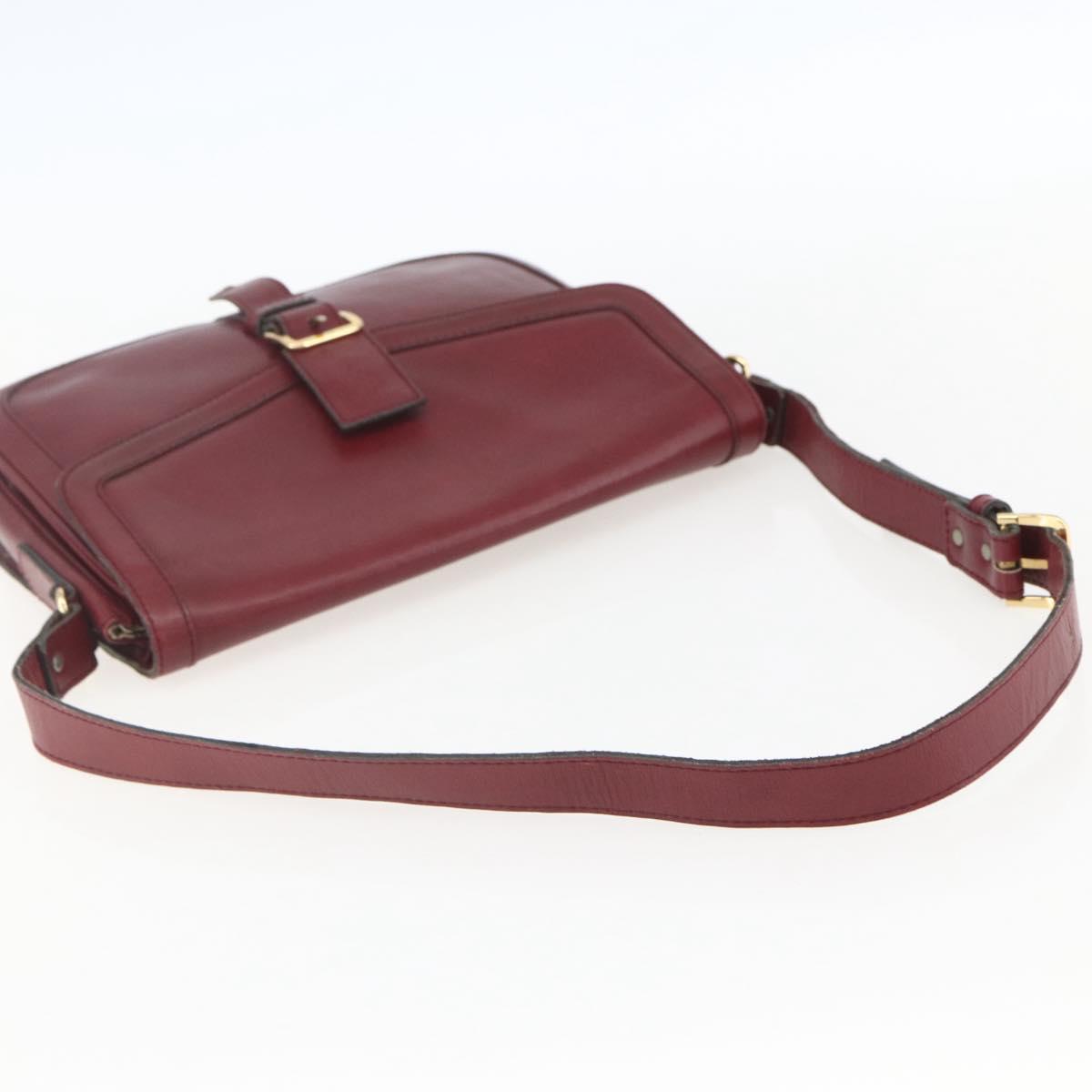 SAINT LAURENT Shoulder Bag Leather Red Gold Auth bs31658