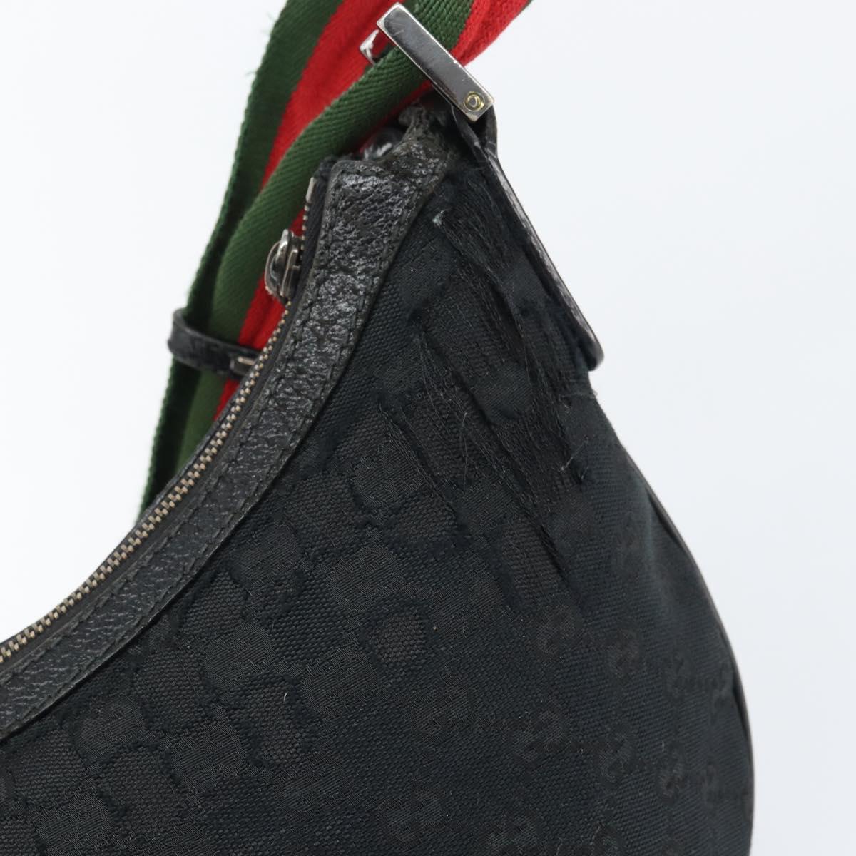 GUCCI GG Canvas Shoulder Bag Black Silver 181092 Auth bs31680