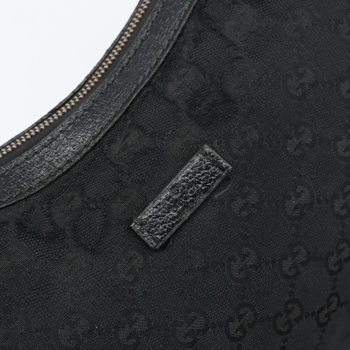 GUCCI GG Canvas Shoulder Bag Black Silver 181092 Auth bs31680