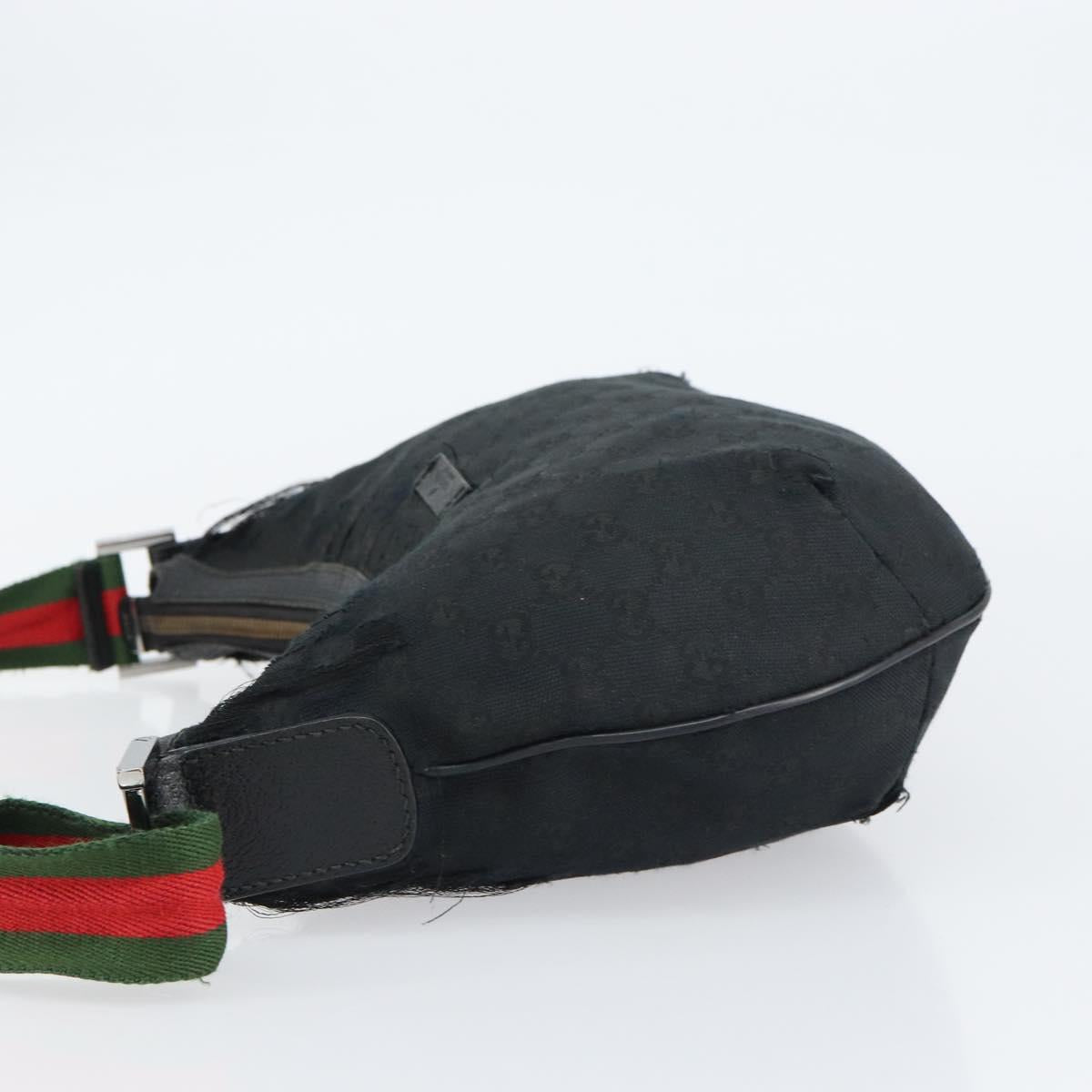 GUCCI GG Canvas Shoulder Bag Black Silver 181092 Auth bs31680