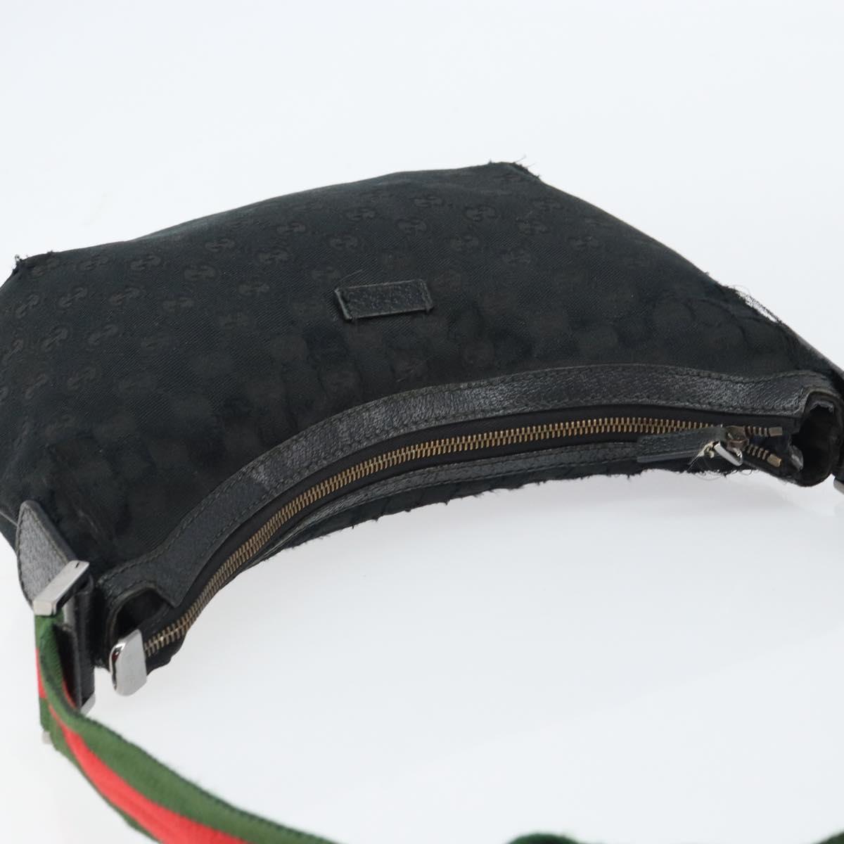 GUCCI GG Canvas Shoulder Bag Black Silver 181092 Auth bs31680