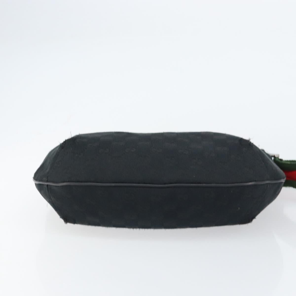 GUCCI GG Canvas Shoulder Bag Black Silver 181092 Auth bs31680