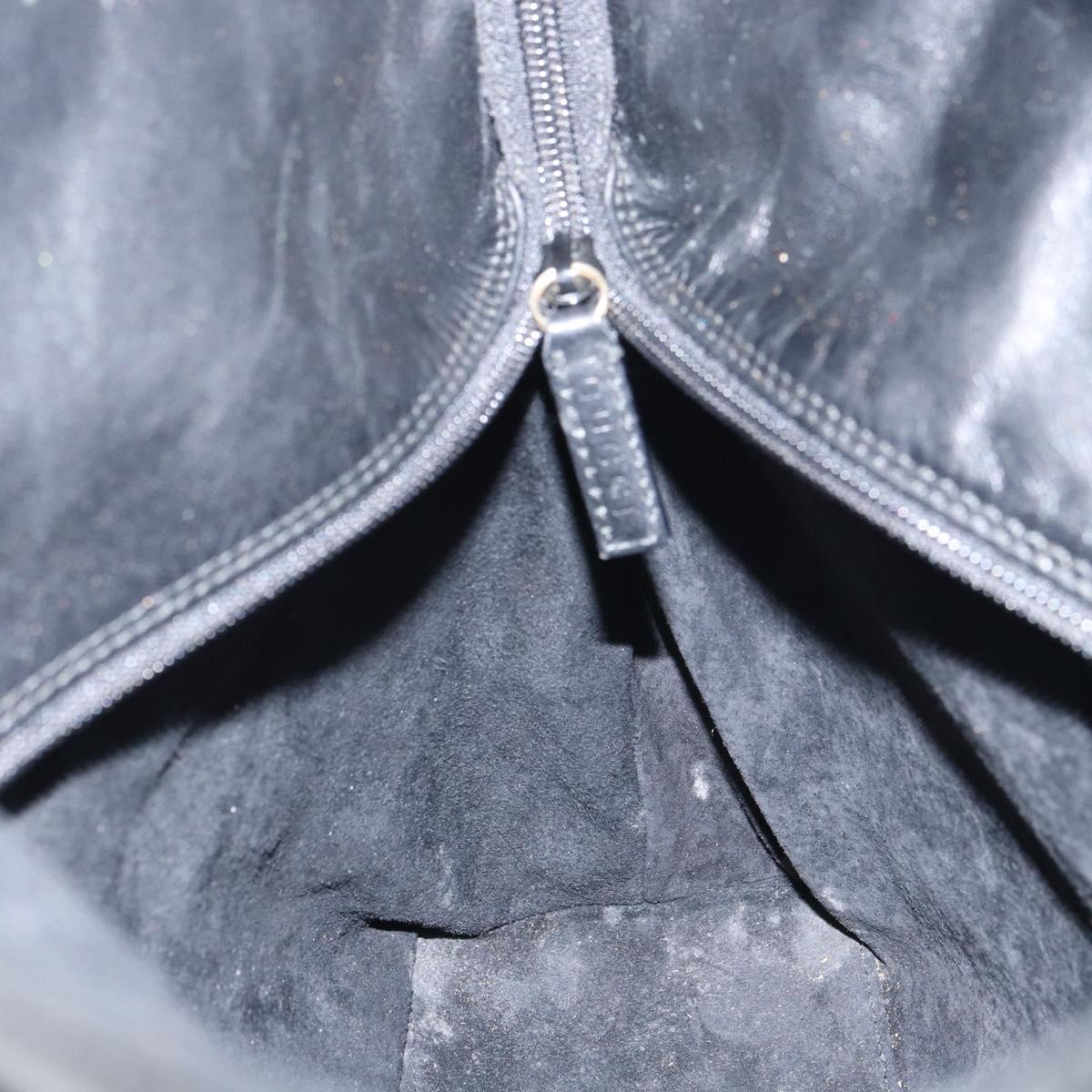 GUCCI Bamboo Hand Bag Leather Black Gold 002 2122 0507 Auth bs31682