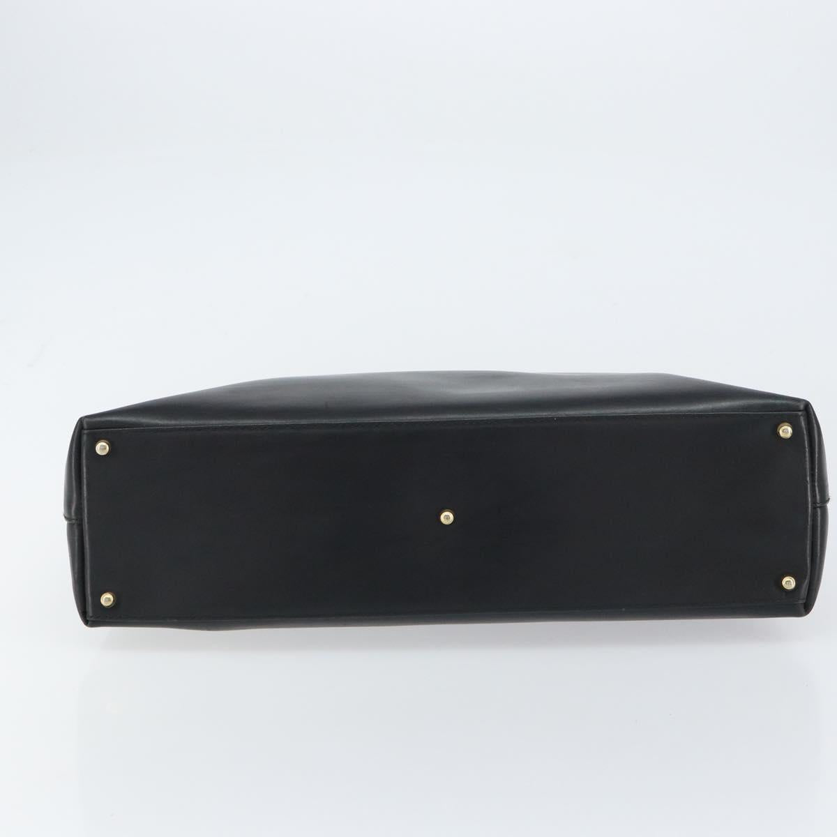 GUCCI Bamboo Hand Bag Leather Black Gold 002 2122 0507 Auth bs31682