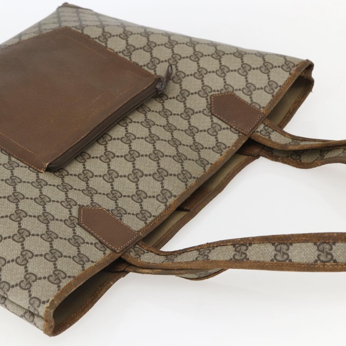 GUCCI GG Supreme Tote Bag PVC Leather Beige Gold 002 098 0057 Auth bs31684