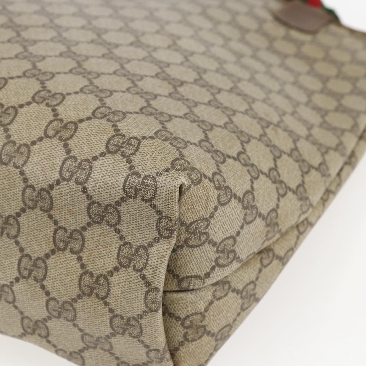 GUCCI GG Supreme Web Sherry Line Tote Bag PVC Beige Gold 89 02 003 Auth bs31685