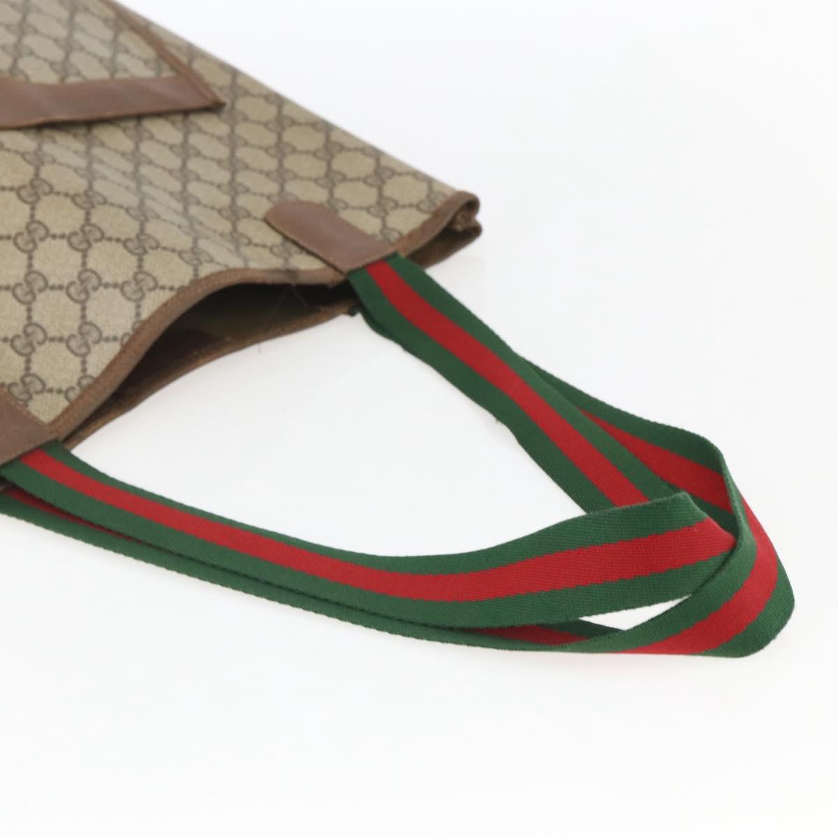 GUCCI GG Supreme Web Sherry Line Tote Bag PVC Beige Gold 89 02 003 Auth bs31685