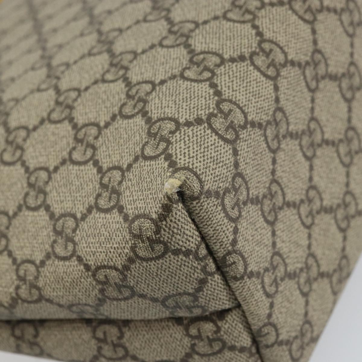 GUCCI GG Supreme Hand Bag PVC Beige Gold 457232 Auth bs31686