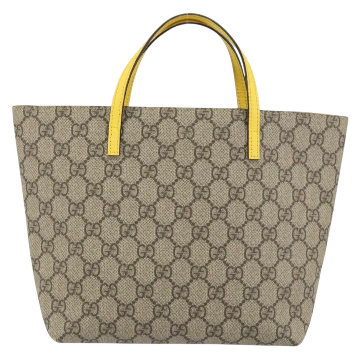 GUCCI GG Supreme Hand Bag PVC Beige Gold 457232 Auth bs31686