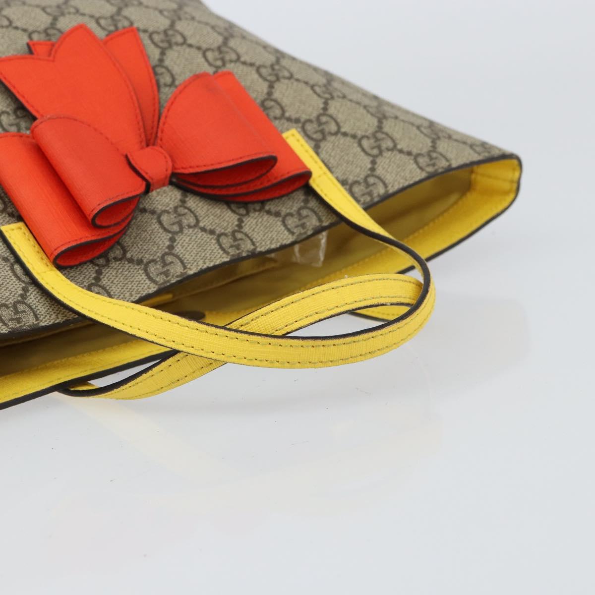 GUCCI GG Supreme Hand Bag PVC Beige Gold 457232 Auth bs31686