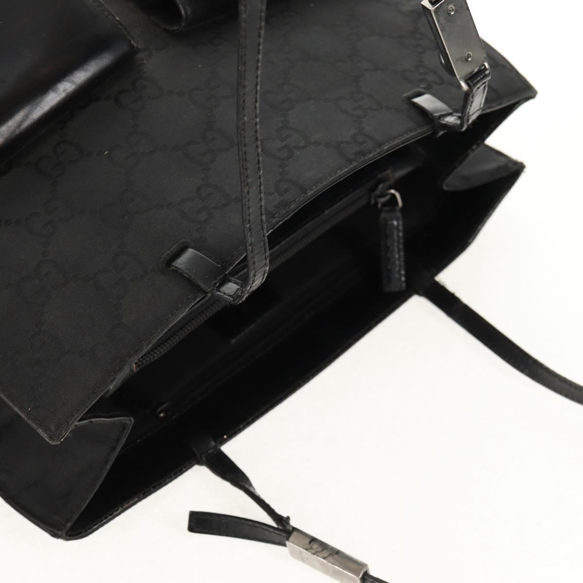 GUCCI GG Canvas Tote Bag Black Silver 002 1021 Auth bs31689