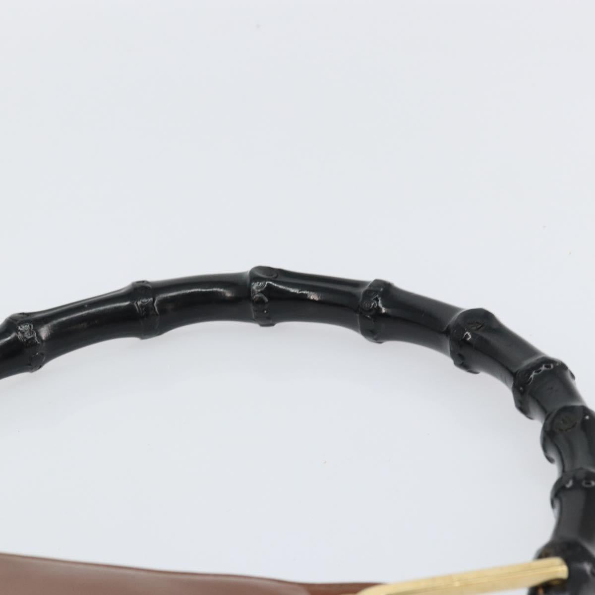 GUCCI Bamboo Shoulder Bag Leather Brown Gold 001 3008 Auth bs31690