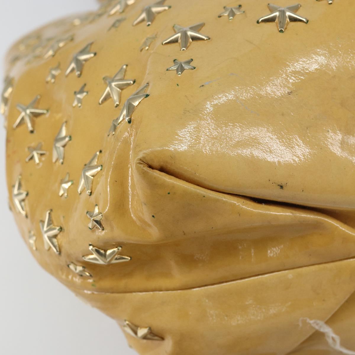 Jimmy Choo Studs Tote Bag Enamel Yellow Gold Auth bs31691