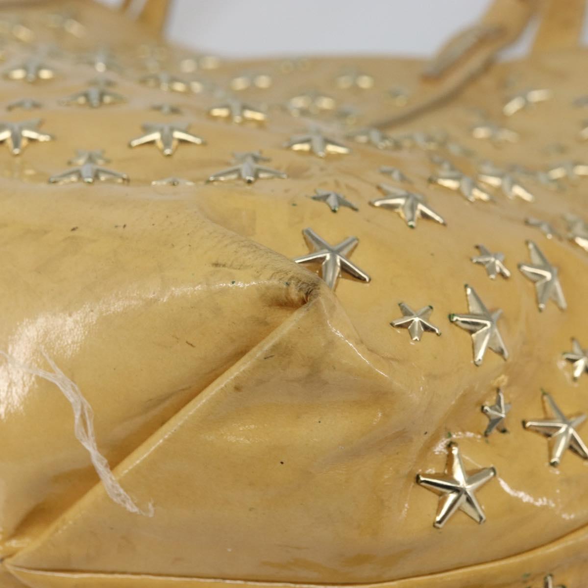 Jimmy Choo Studs Tote Bag Enamel Yellow Gold Auth bs31691