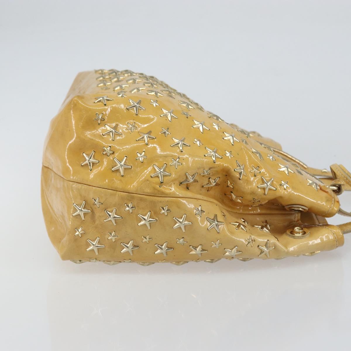 Jimmy Choo Studs Tote Bag Enamel Yellow Gold Auth bs31691