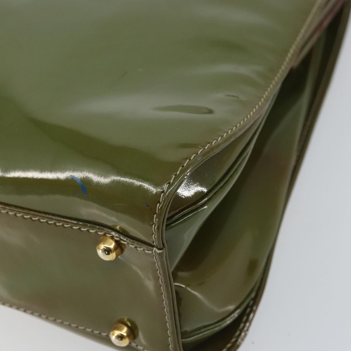 GUCCI Hand Bag Enamel Green Gold 000 2046 0300 Auth bs31693