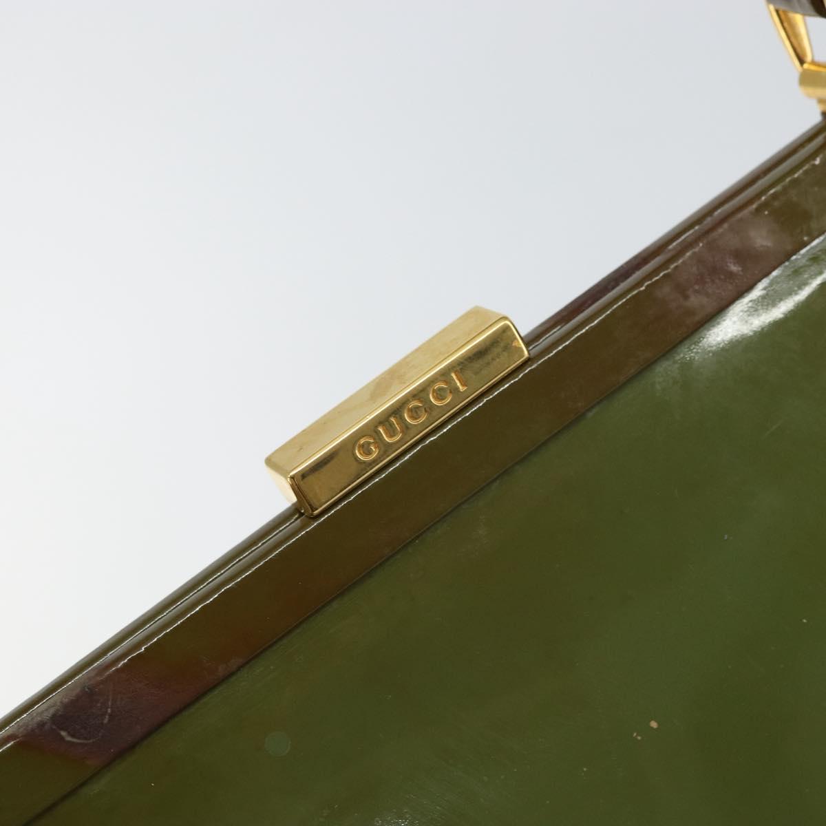 GUCCI Hand Bag Enamel Green Gold 000 2046 0300 Auth bs31693