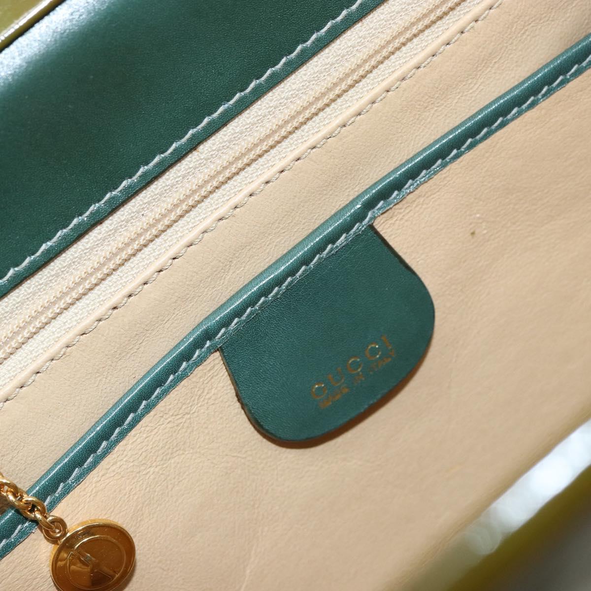 GUCCI Hand Bag Enamel Green Gold 000 2046 0300 Auth bs31693