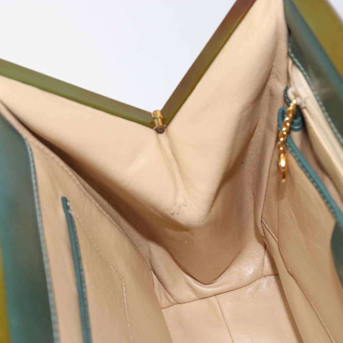 GUCCI Hand Bag Enamel Green Gold 000 2046 0300 Auth bs31693