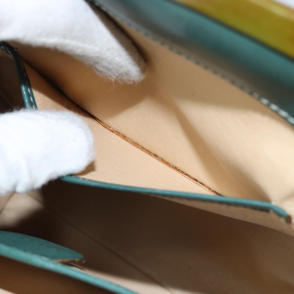 GUCCI Hand Bag Enamel Green Gold 000 2046 0300 Auth bs31693