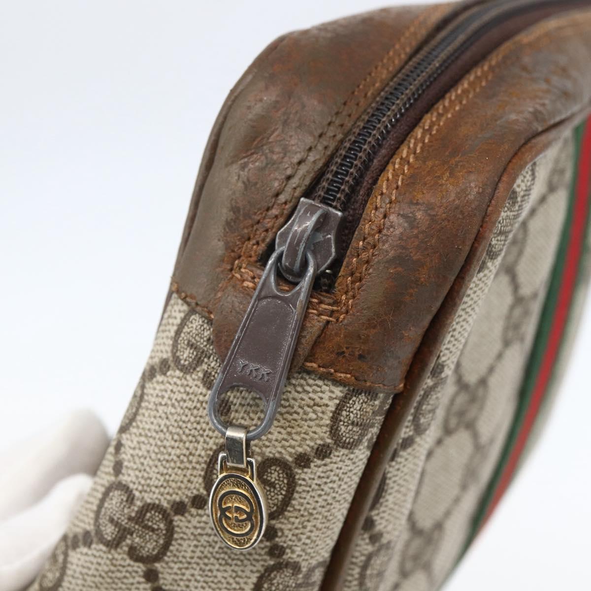 GUCCI GG Supreme Web Sherry Line Bag PVC Beige Gold 98 69 014 3553 Auth bs31695