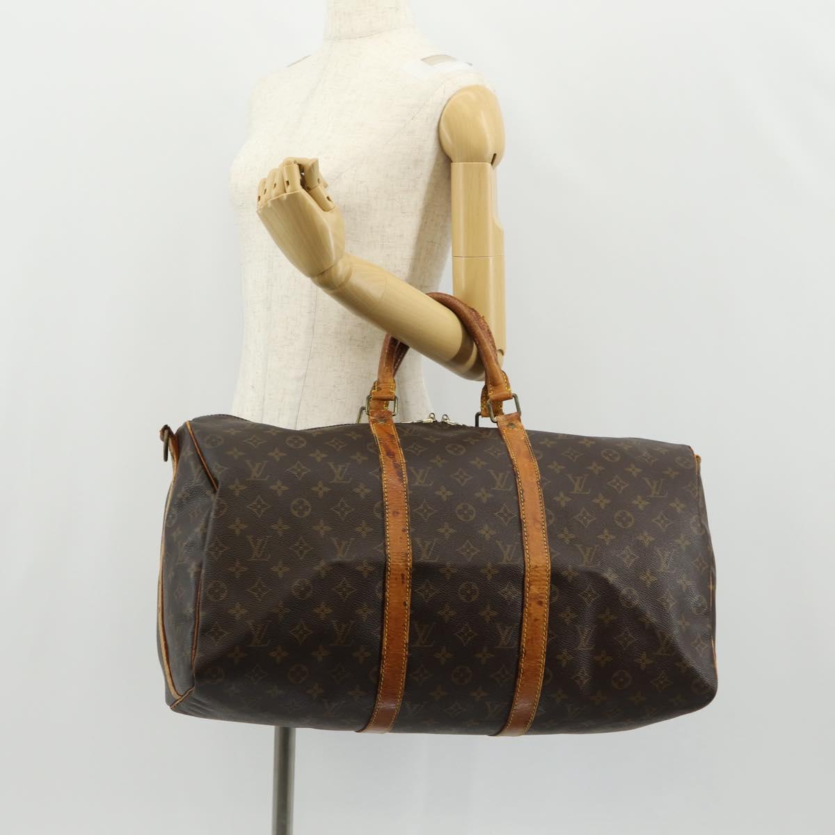 LOUIS VUITTON Monogram Keepall Bandouliere 50 Boston Bag M41416 LV Auth bs31705