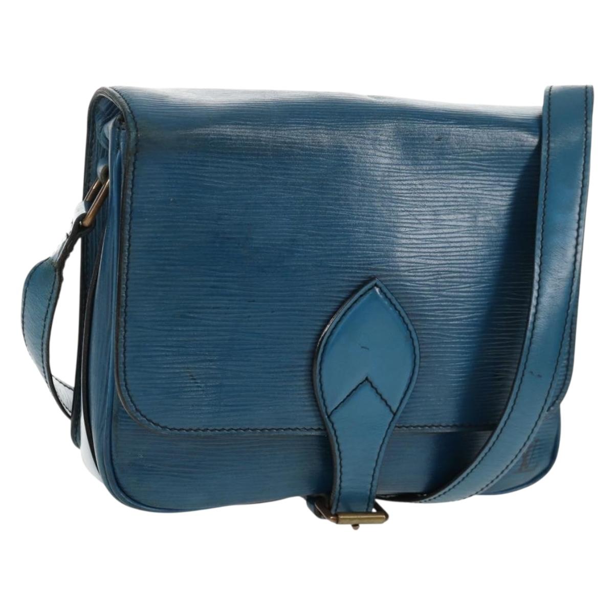 LOUIS VUITTON Epi Cartouchiere MM Shoulder Bag Blue M52245 LV Auth bs31707