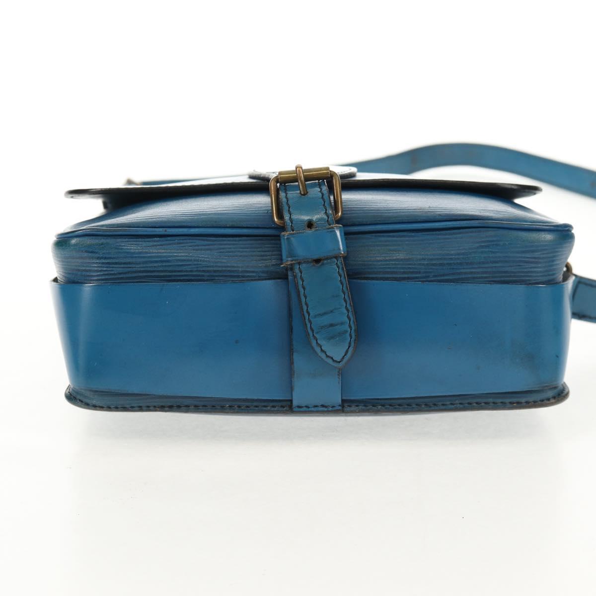 LOUIS VUITTON Epi Cartouchiere MM Shoulder Bag Blue M52245 LV Auth bs31707