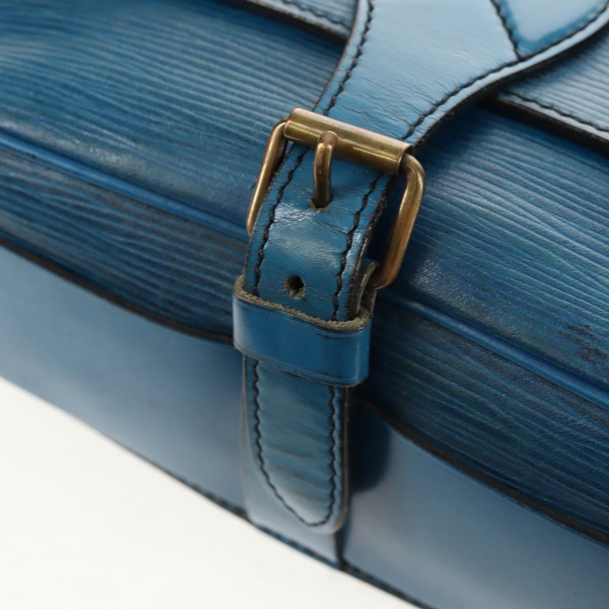 LOUIS VUITTON Epi Cartouchiere MM Shoulder Bag Blue M52245 LV Auth bs31707