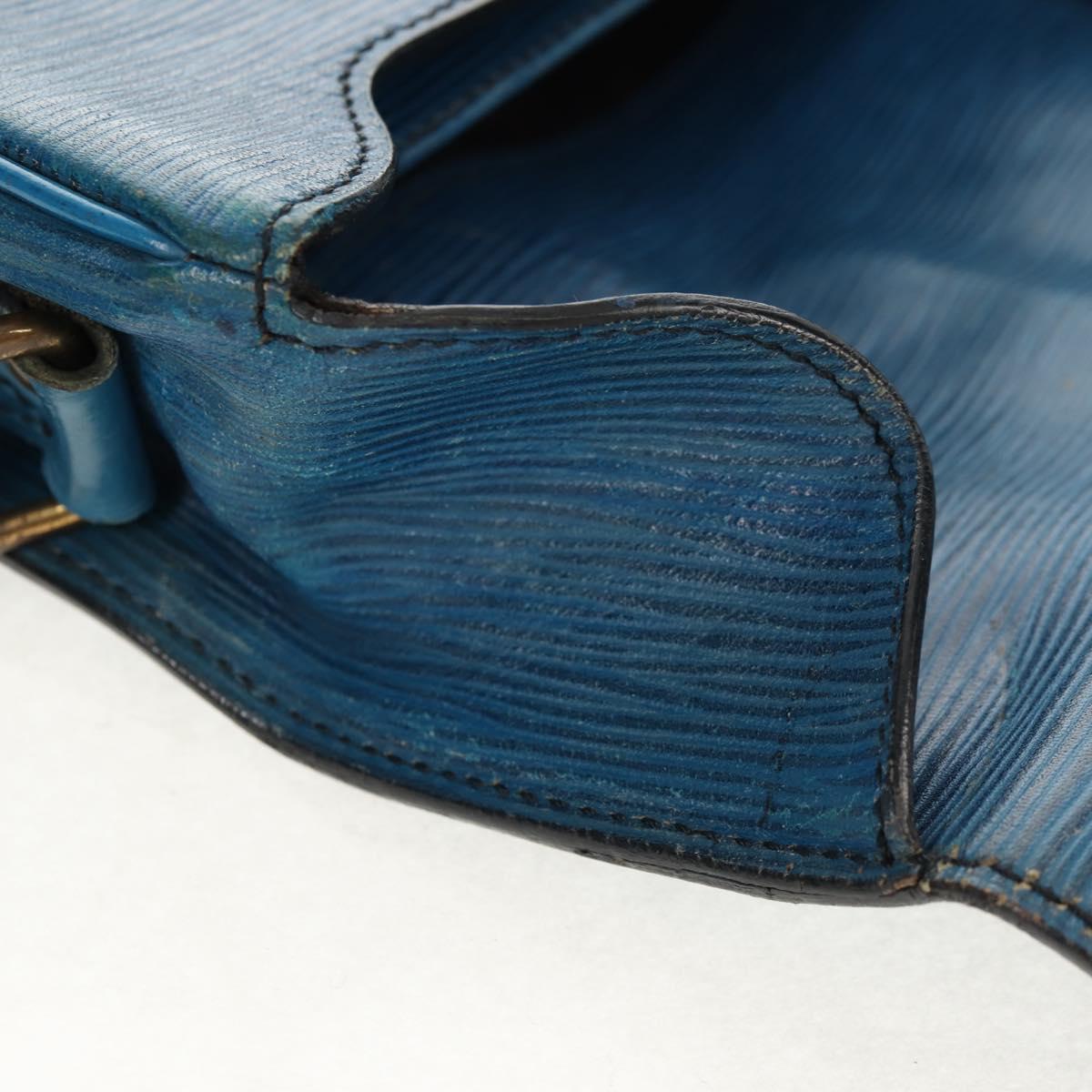 LOUIS VUITTON Epi Cartouchiere MM Shoulder Bag Blue M52245 LV Auth bs31707