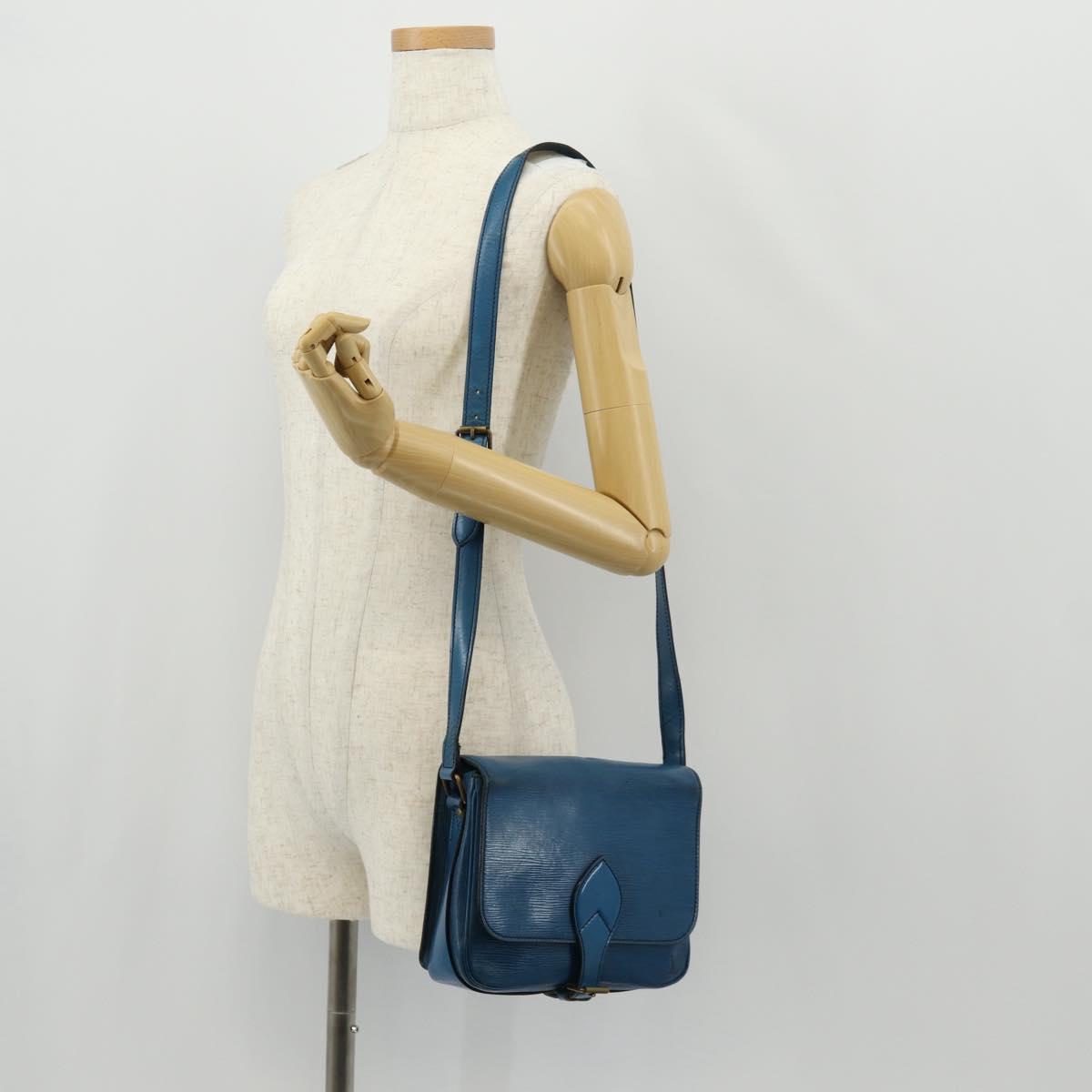 LOUIS VUITTON Epi Cartouchiere MM Shoulder Bag Blue M52245 LV Auth bs31707