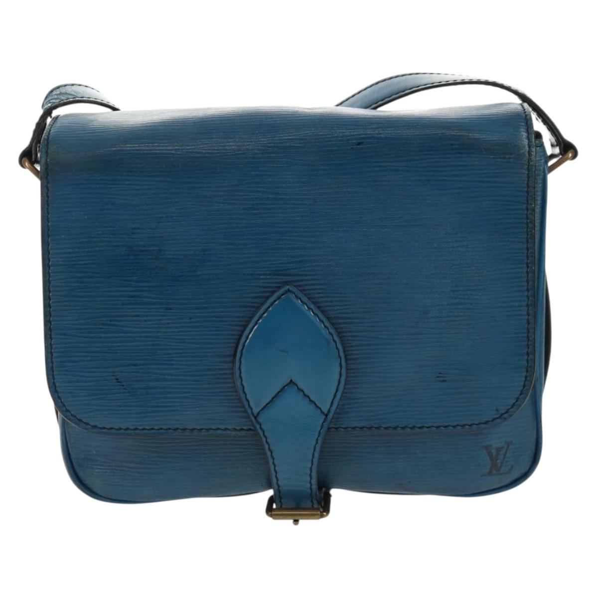 LOUIS VUITTON Epi Cartouchiere MM Shoulder Bag Blue M52245 LV Auth bs31707
