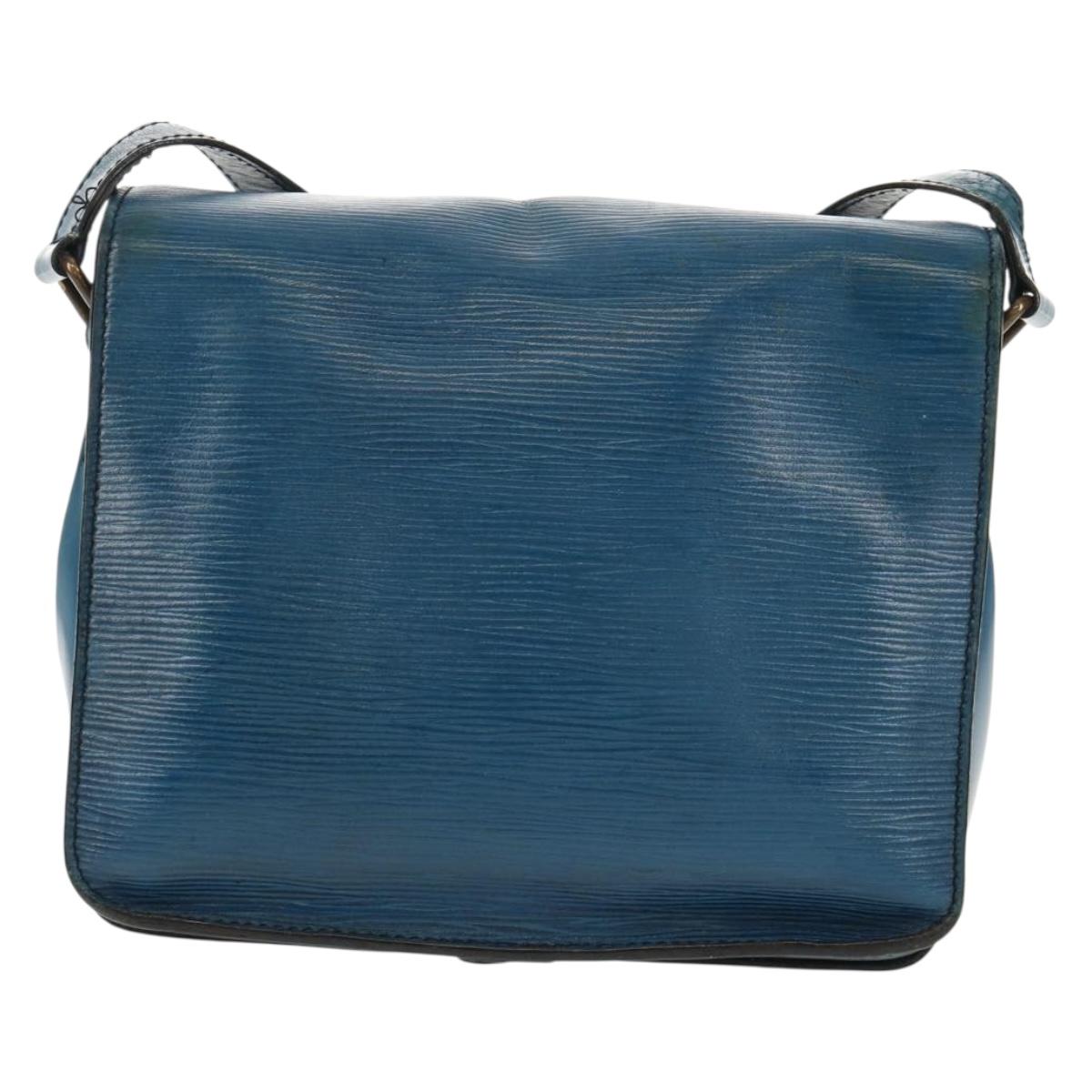 LOUIS VUITTON Epi Cartouchiere MM Shoulder Bag Blue M52245 LV Auth bs31707