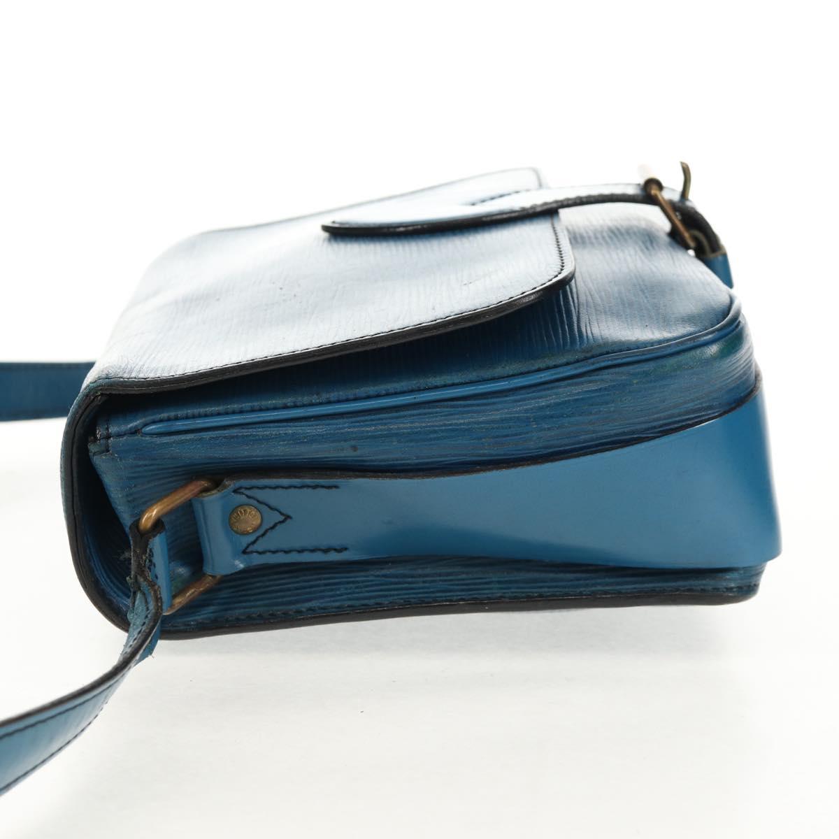 LOUIS VUITTON Epi Cartouchiere MM Shoulder Bag Blue M52245 LV Auth bs31707