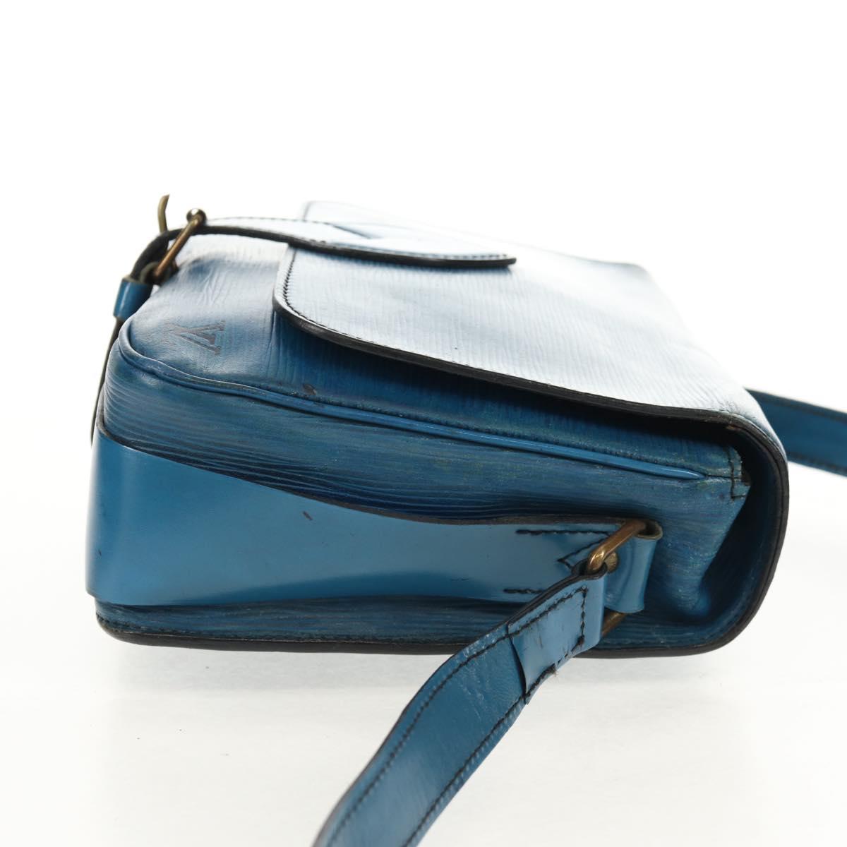 LOUIS VUITTON Epi Cartouchiere MM Shoulder Bag Blue M52245 LV Auth bs31707