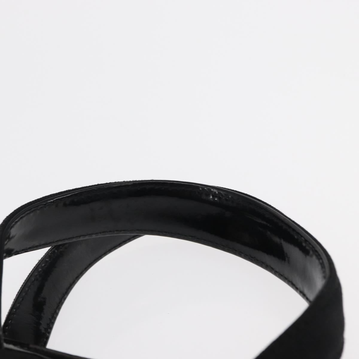 Salvatore Ferragamo Vala Hand Bag Enamel Black Gold Auth bs31709