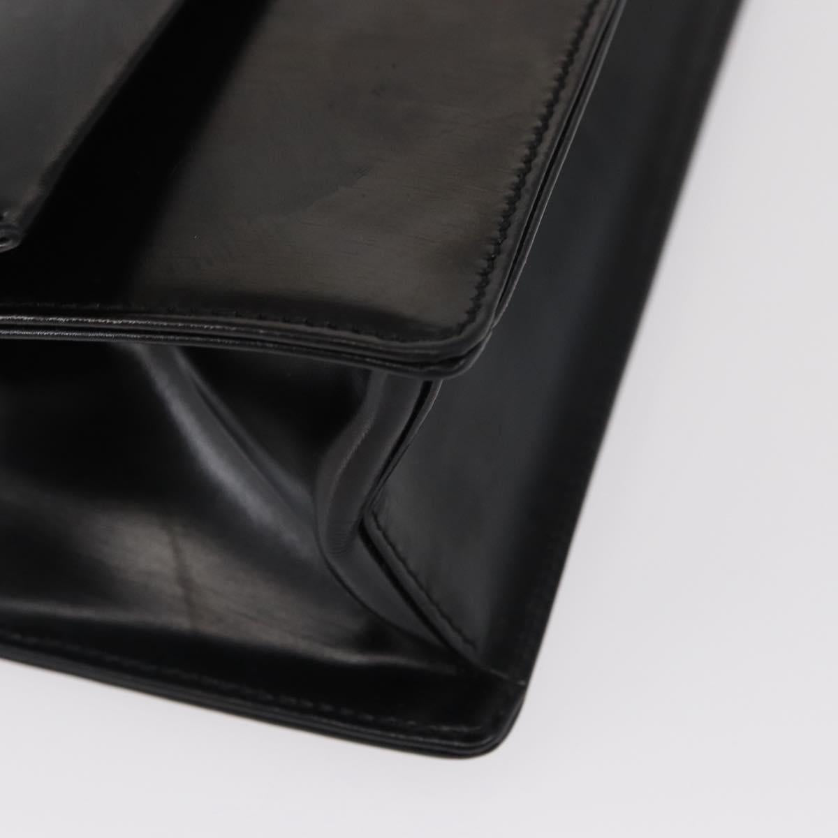 Salvatore Ferragamo Gancini Shoulder Bag Leather Black Silver Auth bs31712