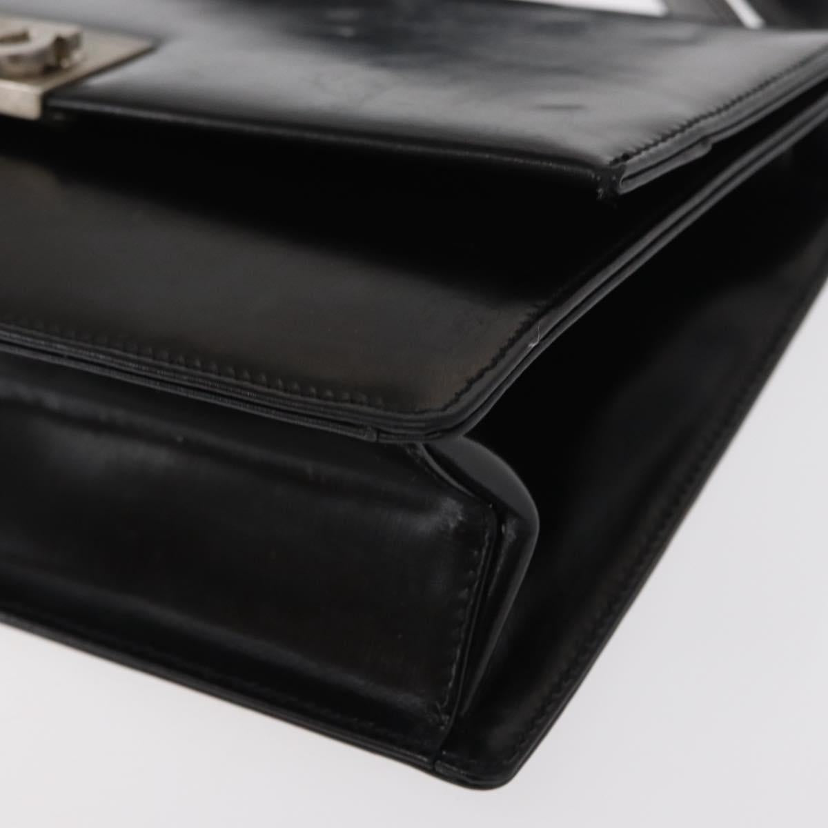 Salvatore Ferragamo Gancini Shoulder Bag Leather Black Silver Auth bs31712
