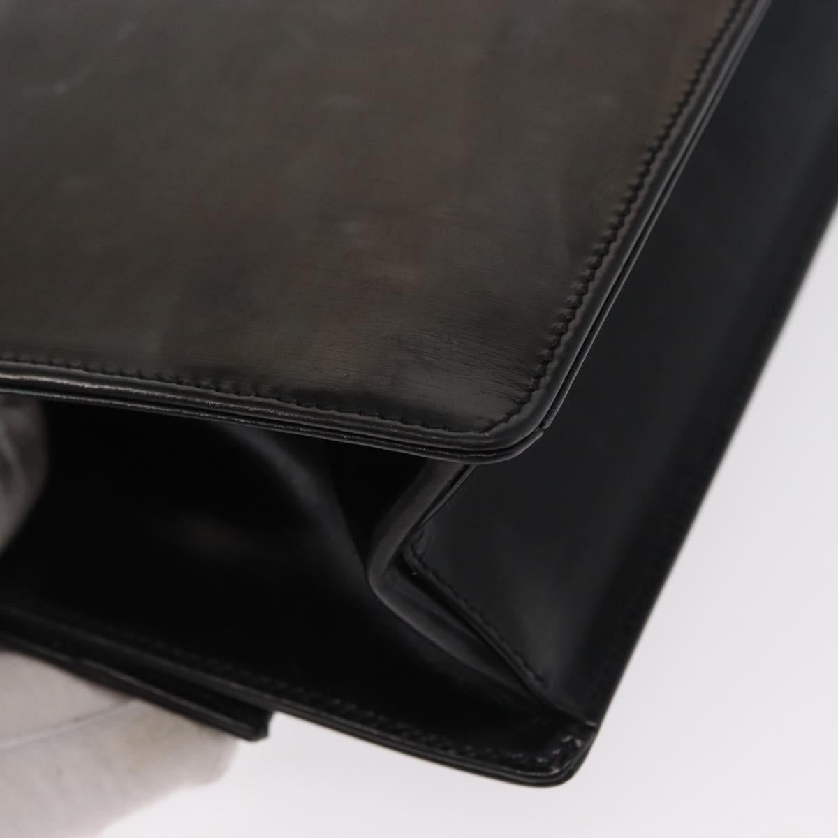 Salvatore Ferragamo Gancini Shoulder Bag Leather Black Silver Auth bs31712