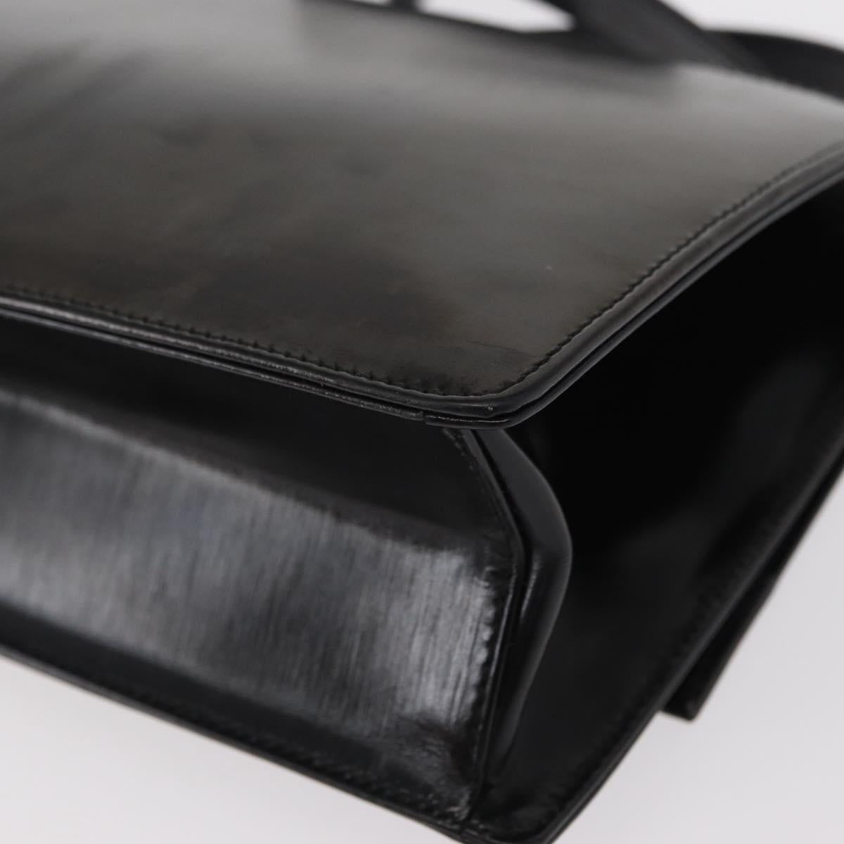 Salvatore Ferragamo Gancini Shoulder Bag Leather Black Silver Auth bs31712