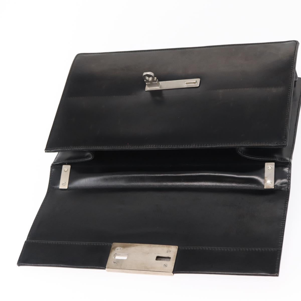 Salvatore Ferragamo Gancini Shoulder Bag Leather Black Silver Auth bs31712
