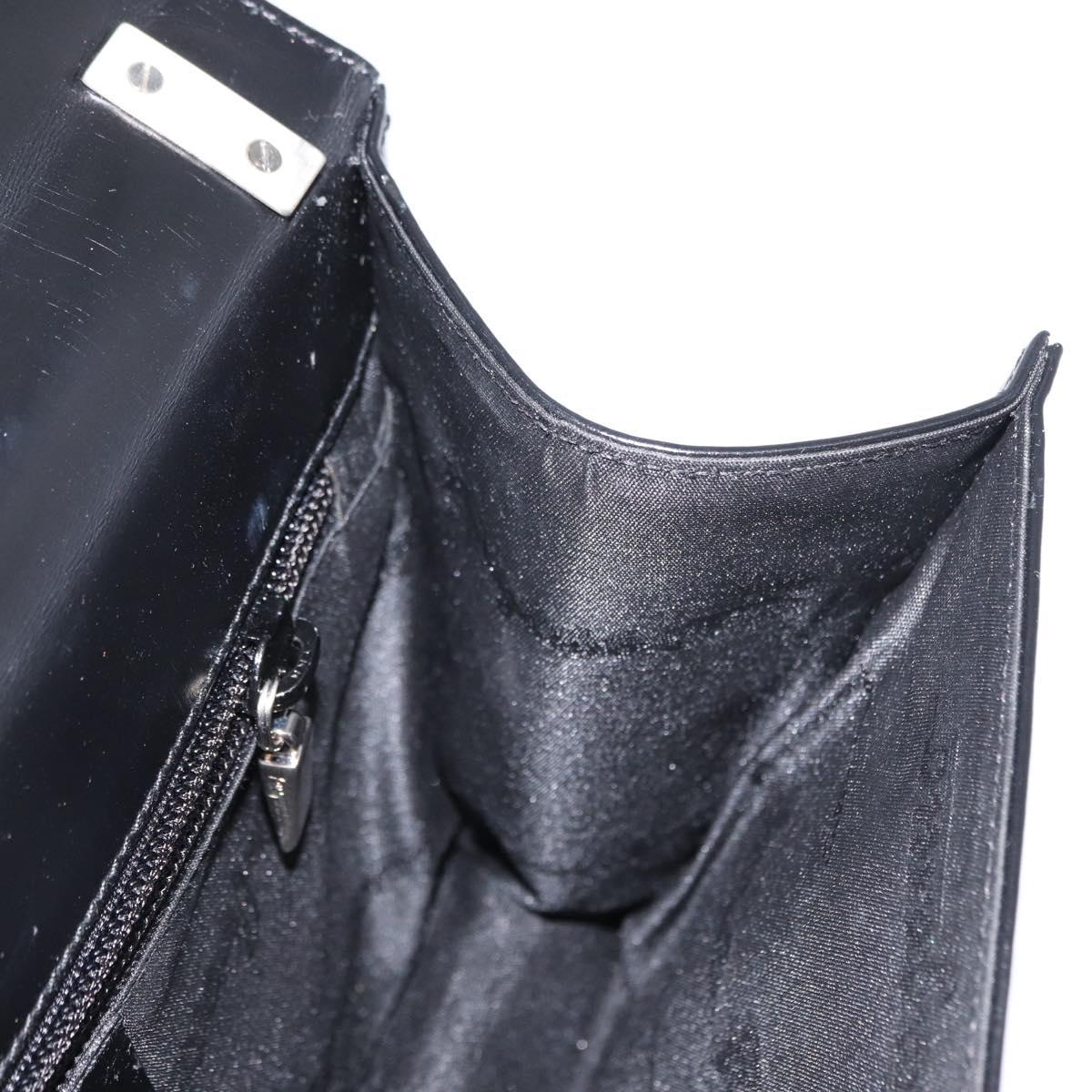 Salvatore Ferragamo Gancini Shoulder Bag Leather Black Silver Auth bs31712