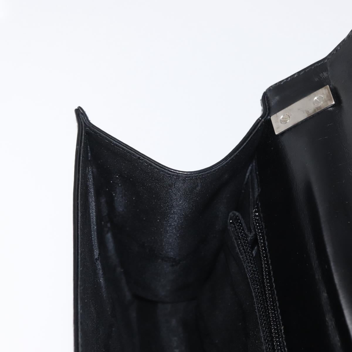 Salvatore Ferragamo Gancini Shoulder Bag Leather Black Silver Auth bs31712