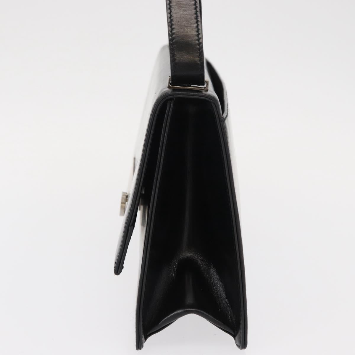 Salvatore Ferragamo Gancini Shoulder Bag Leather Black Silver Auth bs31712