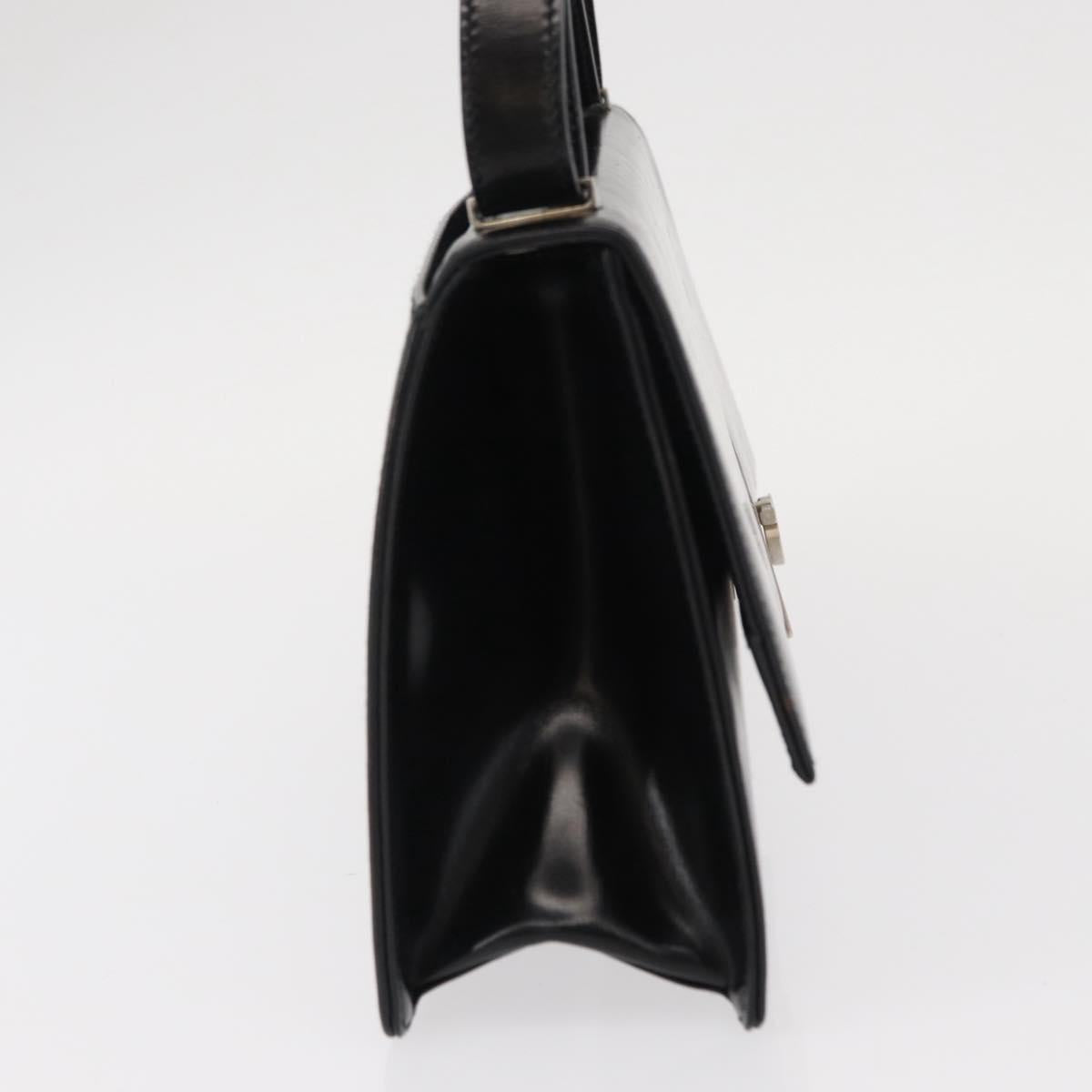 Salvatore Ferragamo Gancini Shoulder Bag Leather Black Silver Auth bs31712