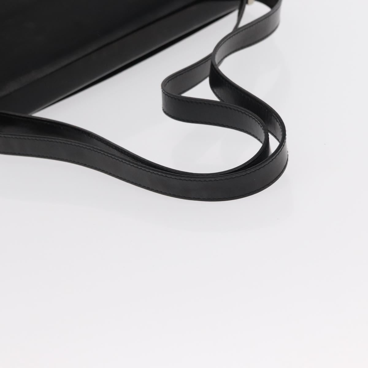 Salvatore Ferragamo Gancini Shoulder Bag Leather Black Silver Auth bs31712