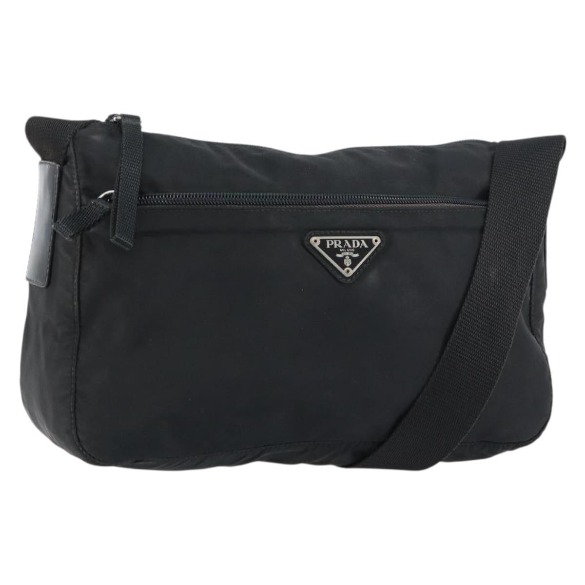PRADA Shoulder Bag Nylon Black Silver Auth bs31714