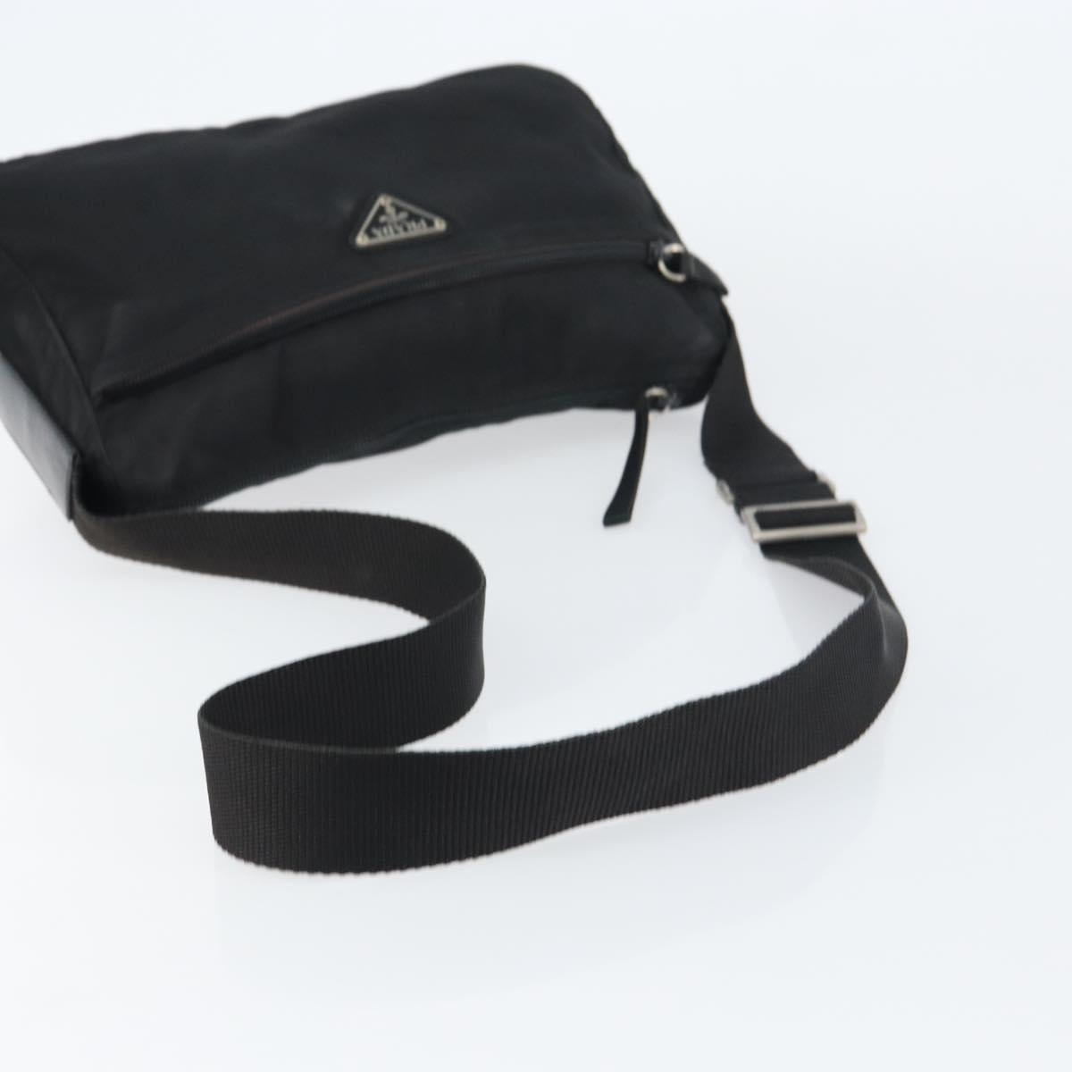 PRADA Shoulder Bag Nylon Black Silver Auth bs31714