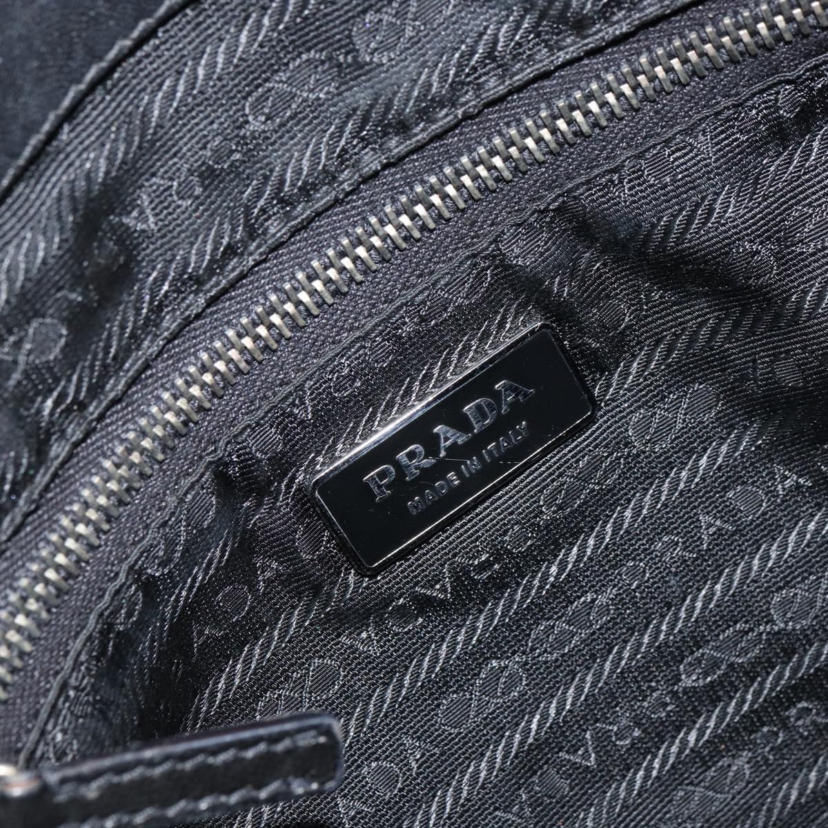 PRADA Shoulder Bag Nylon Leather Black Silver Auth bs31716